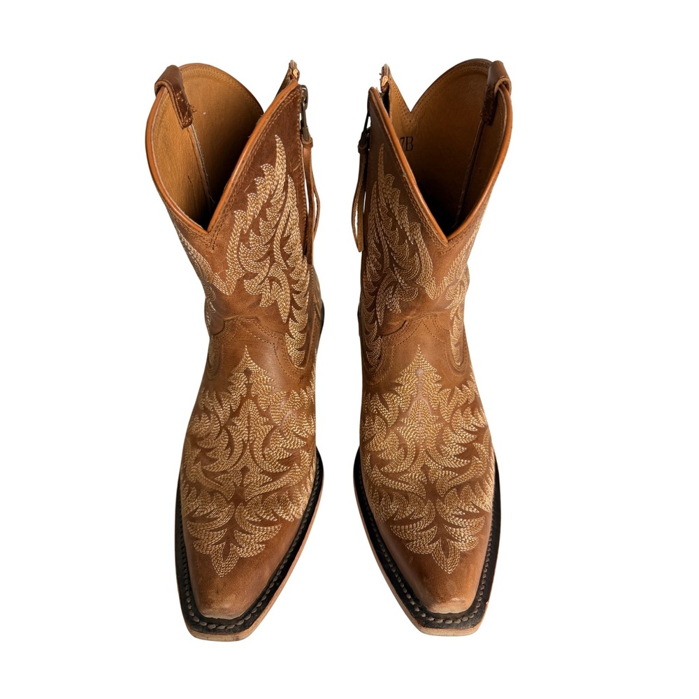 Ariat Women Brown Leather Western Embroidered Ankle Boots 10061250 Size 7B